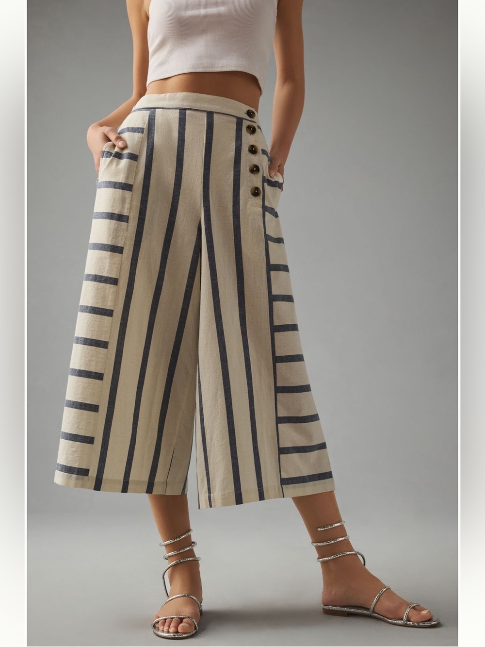 MAEVE ANTHROPOLOGIE Striped Sailor Culotte Pants with Pockets